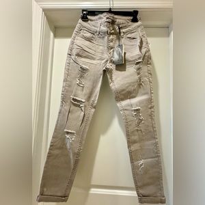 Charlotte Russe Skinny Boyfriend Pants - Size 4 Light Gray NEW